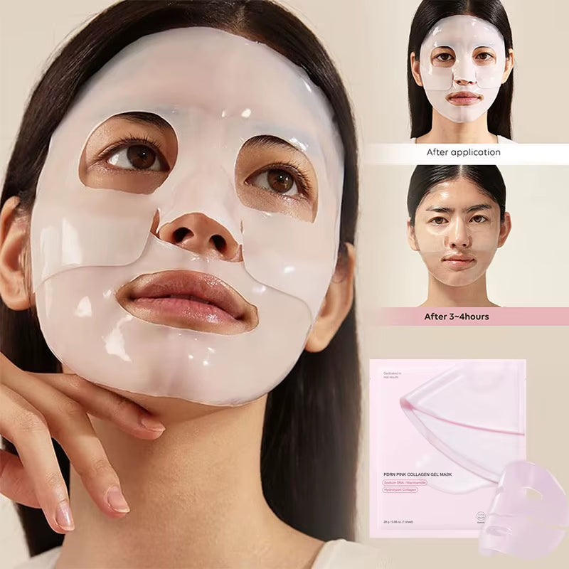 Pink Collagen Gel Salmon Pdrn Facial Mask,Deep Hydrating,Moisturizing and Firming Hydrogel Jelly Face Sheeets,Balance Skin Tone